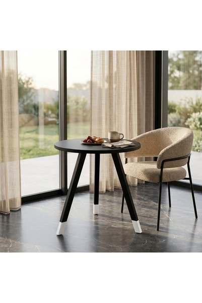 Ebticar Round Black Dining Table Elegant & Contemporary Design