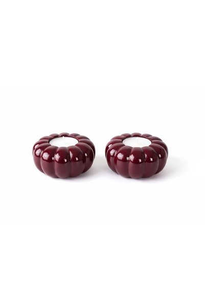 rose's BORDO BALKABAĞI 2'Lİ ŞAMDAN TAKIMI BETON DEKORATİF OBJE (MUMLAR DAHİLDİR VE VERNİKLİDİR)