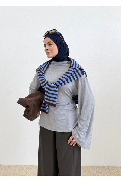 MODA AKSA 333 GENİŞ KOL BAĞLAMALI BLUZ