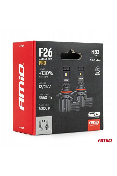 AMIO Becuri LED auto HB3 F26 PRO +130% MAI MULTĂ LUMINĂ 12V 24V 2 BUCĂȚI