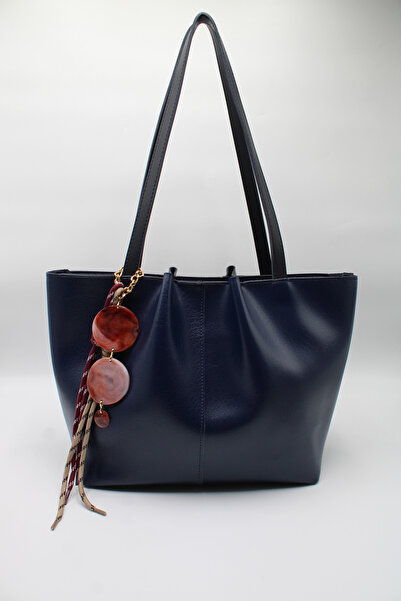 LASSO Women's Navy Blue Large Size Zippered Hand, Arm and Shoulder Bag with L...