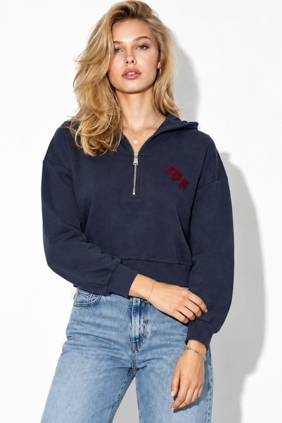 VENA Kadın Leona Nakış Detaylı Sweatshirt %100 Pamuk-Lacivert