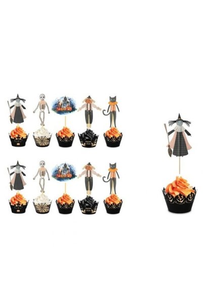 Le Mabelle Multi-Colored Halloween Themed 10-Piece Toothpick Cake Decoration