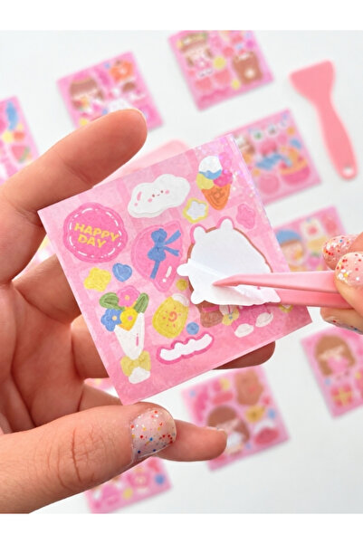 Kağıt Gemi Dükkan 23 Parça Pembe Paket Anahtarlık Tasarlama Seti – Şeffaf Anahtarlık Plakası / Renkli Zincir / Sticker / Cımbız / Spatula
