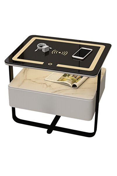 Smart Heater & Cooler Noptieră inteligentă cu încărcare wireless, iluminare L...
