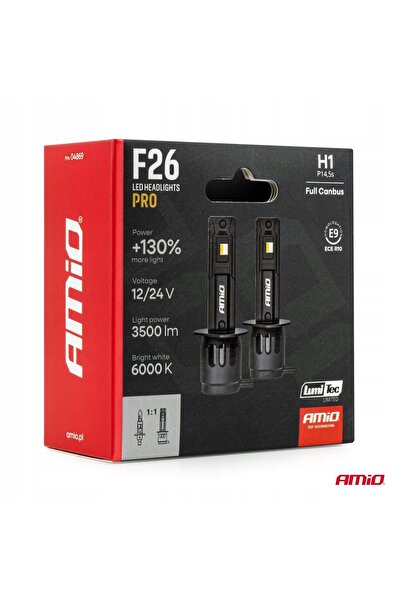 AMIO Becuri LED auto H1 F26 PRO +130% MAI MULT LUMINĂ 12V 24V 2 BUCĂȚI