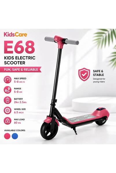 KidsCare Trotinetă electrică E68 pentru copii, 110W, baterie 24V 2.5Ah, vitez...
