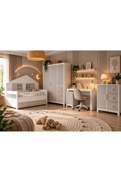 Cozibo Nirvana Montessori MDF Çocuk Odası Dolap Şifonyer Çalışma Masası Moder...