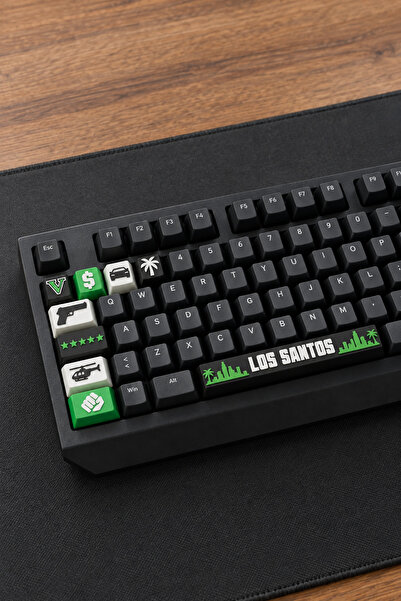 Makerpax GTA 5 Temalı Keycaps 9'lu Set - 6.25U Spacebar ve Cherry MX Uyumlu M...