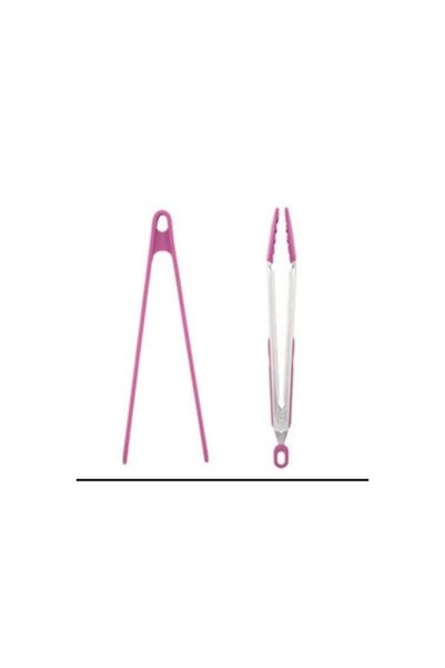 Turkishsouq Tantitoni Cherry Red 2-Piece Silicone Tongs Set
