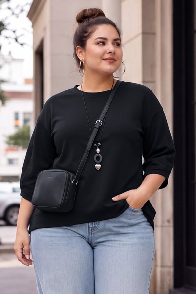 SUBU TASARIM Plus Size Blouse with Necklace Tbsed002
