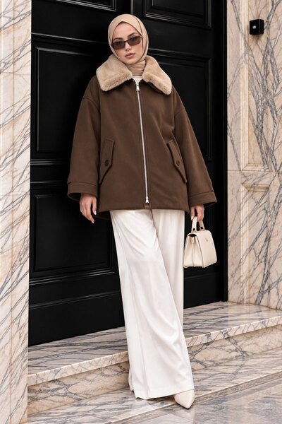 Tesettür Dünyası Modest Fashion Mantel - Braun - Oversized