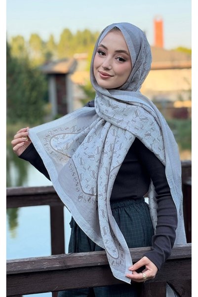 Nısshal İMZA Desenli Pamuklu Şal Bej