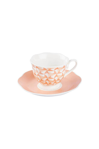 Turkishsouq Tantitoni 2-Piece Pink Wind New Bone Coffee Cup Set