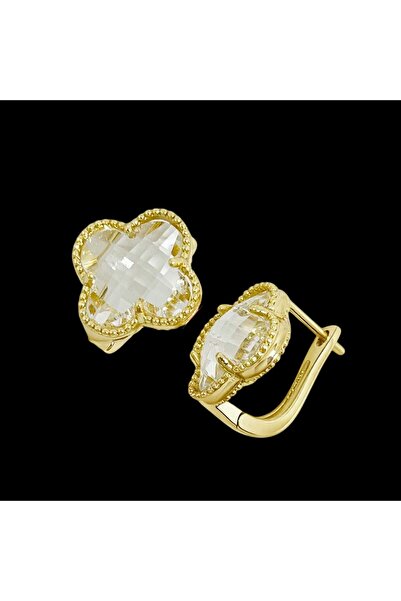Generic Brand CERCEI TRIFOI PIATRA VERDE ,OTEL INOXIABIL PLACAT CU AUR 14 K