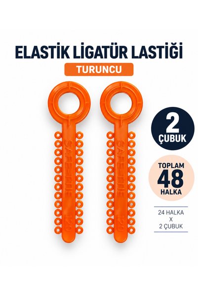 Turuncu Elastik Ligatür Lastiği – 2 Çubuk / 48 Halka