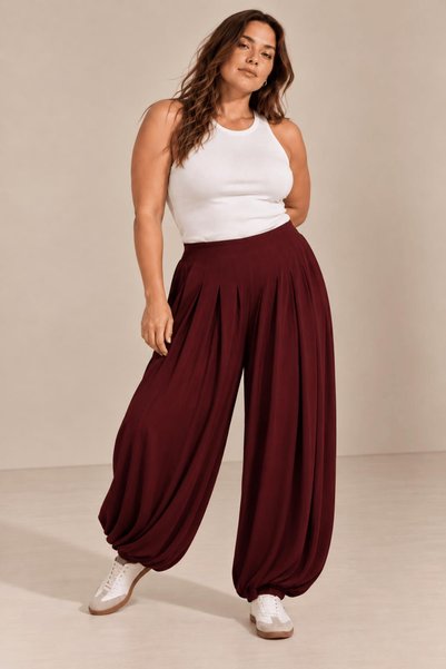 ALEXANDERGARDI Plus Size High Waist Pleated Balloon Pants