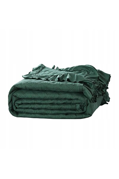 Spod Igły i Nitki Cuvertură de pat cu volane 160x220 Verde Sticlă Ruffy Ruffl...