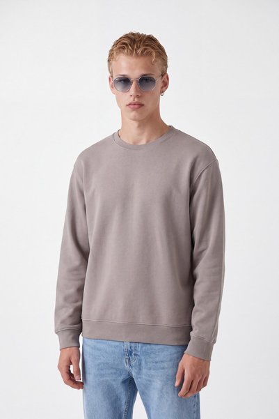 i8 Denim Basic Oversize Crew Neck Sweatshirt
