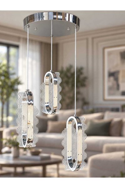 Cheap Lighting Sahra 3lü Krom Model 3 Renk Modlu Ayarlanabilir Kablo Salon,Ko...