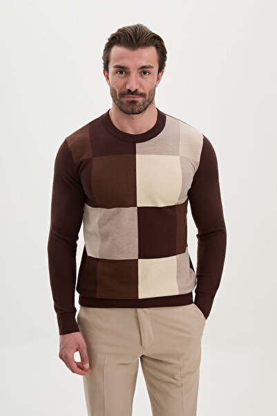 Mcr Pulover tricotat pentru bărbați, din cașmir, cu guler rotund, slim fit, î...