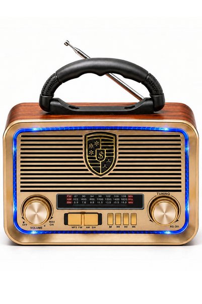 AYACO Vintage Tasarım Çok Fonksiyonlu Taşınabilir Radyo Bluetooth Müzik Çalar Şarj Edilebilir ST-1080BTS