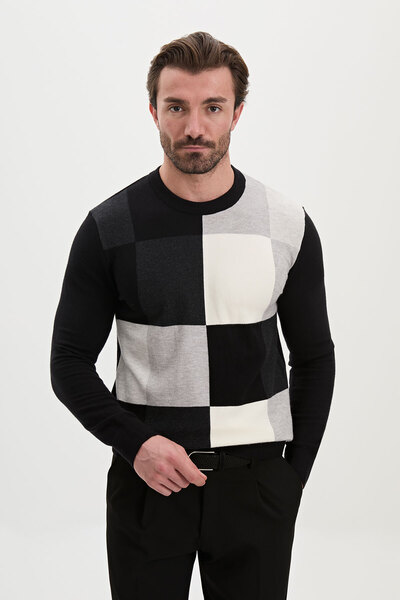 Mcr Pulover tricotat pentru bărbați, din cașmir, cu guler rotund, slim fit, î...