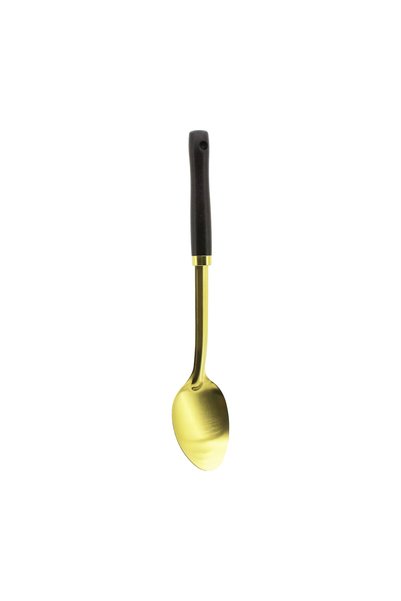 ELİSY Metal Serving Spoon with Wooden Handle Gold Color