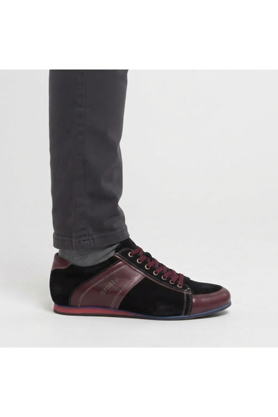 Grotto G8627 Burgundy Black Burnt Suede Leather Shoes