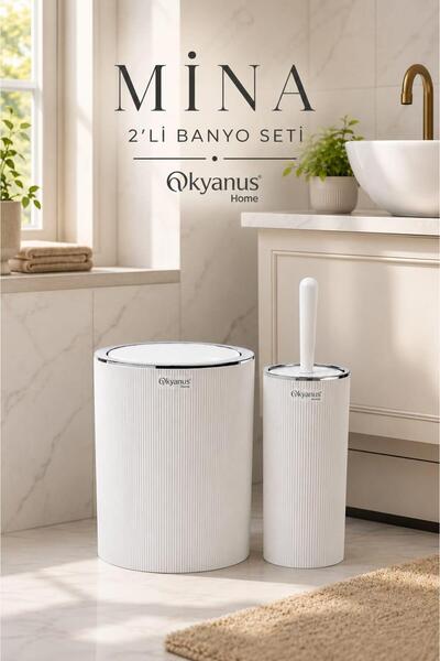 Okyanus Home Mina White - Chrome Round 2-Piece Bathroom Set