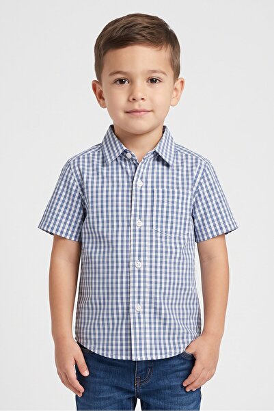 The Children's Place Kids Boy Micro Check Short Sleeve Casual Shirt, Multicolor