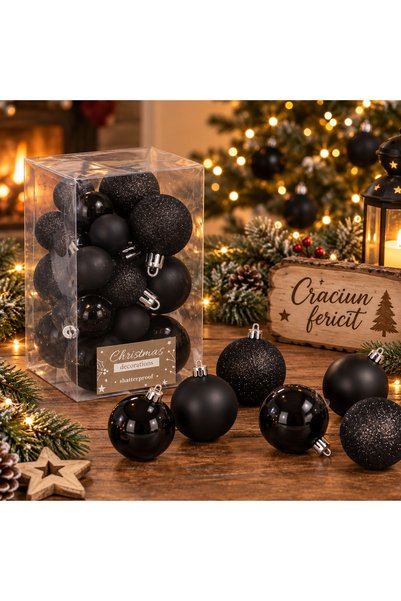 MyOfficeShop Set de globuri de Crăciun, 25 de bucăți, 3 modele, 2,5 cm și 4 c...