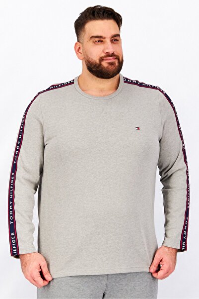 Tommy Hilfiger Men Crew Neck Long Sleeve Embroidered Logo Sleepwear Top, Grey...