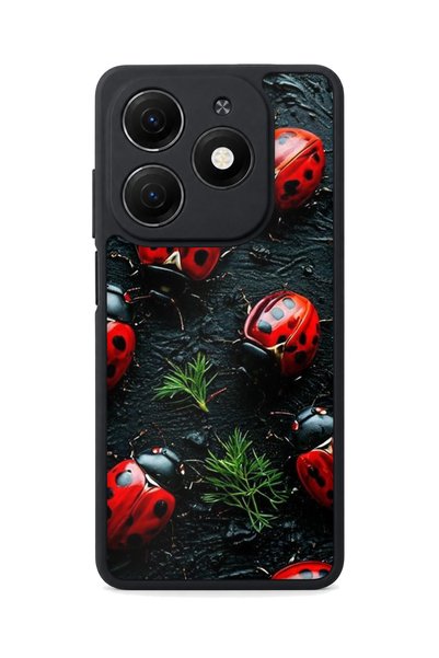 TECNO Spark 20 Compatible Printed, Matte Black, Soft Silicone, Protective, Sh...