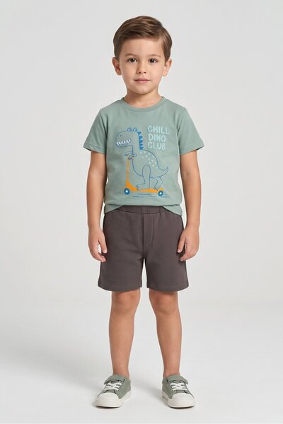Bon Bebe Toddlers Boy 2 Pieces Graphic Print T-Shirt And Shorts Set, Multicolor