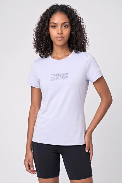 Anta Women Regular Fit Short Sleeve Outdoor T-Shirt, Pale Blue