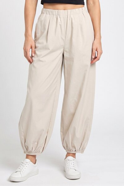Threadbare Women Balloon Fit Solid Track Pants, Beige