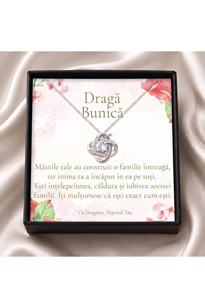 OEM Cadou pentru Bunică de la Nepot – Colier „Nodul Iubirii”, Cutie Neagră și...