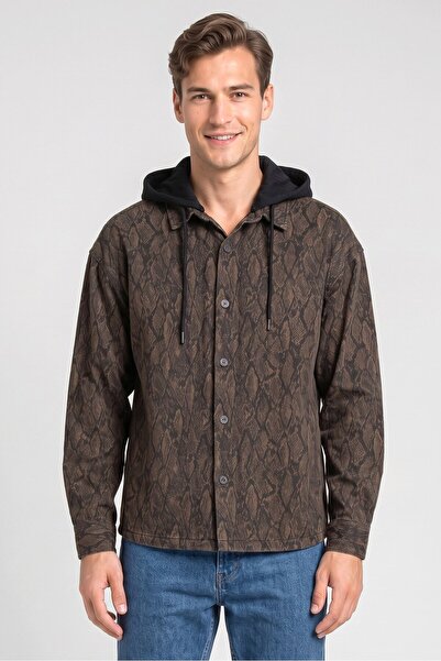 Cropp Men Regular Fit Long Sleeve Allover Print Hooded Jacket, Multicolor