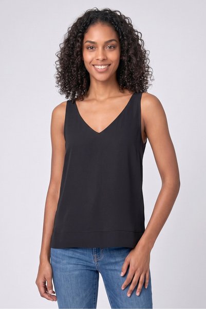 Sinsay Women V Neck Plain Sleeveless Tank Top, Black