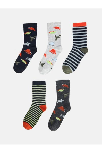 LC Waikiki Timeless Clothing & Timeless Choices Embroidered Boys' Socks 5-Pie...