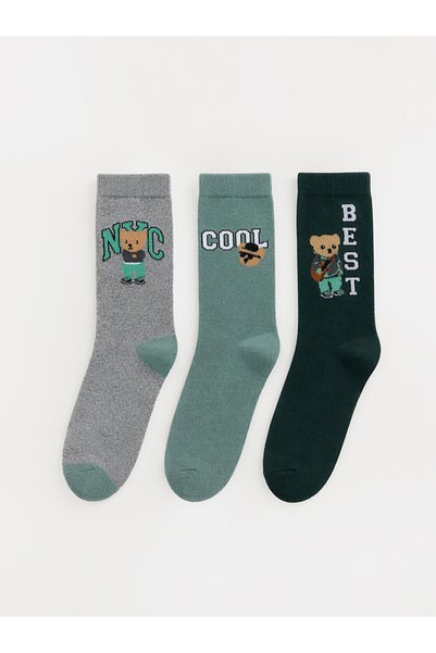 LC Waikiki Quality Parts from Çelebi Store 3-Piece Embroidered Boys' Socks
