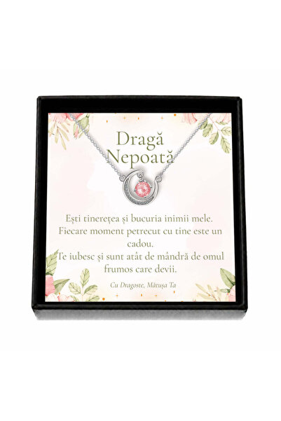 OEM Cadou pentru Nepoată de la Mătușă – Colier „Lună cu Cristal Roz”, Cutie N...