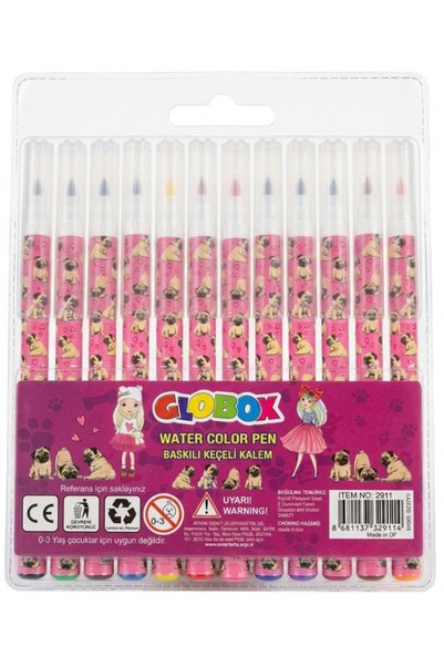Globox Felt-Tip Pen Patterned Printed 12 Colors