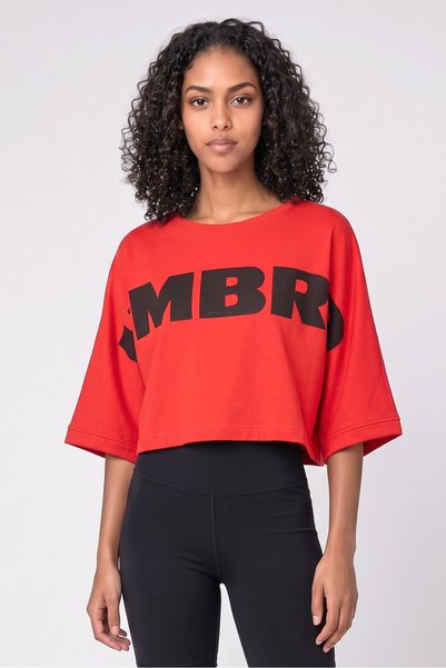 UMBRO Women Sportswear Fit Long Sleeve Outdoor Cropped Sweatshirt, Red