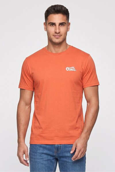 O'Neill Men Crew Neck Short Sleeve Brand Logo T-Shirt, Rust Brown