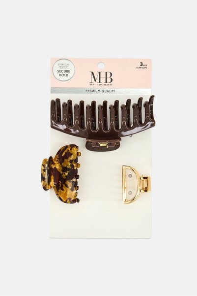 Must Have Beauty 3 Pcs Acrylic Claw Clip Set, Multicolor