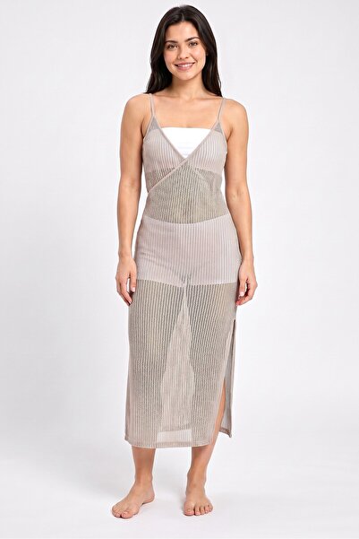 Pretty Little Thing Women Eyelet Beach Dress, Beige