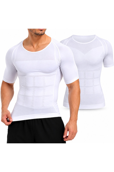 Nevara 2-Piece Set Men's Compression Shirt Abdominal Chest Binder Body Shaper...