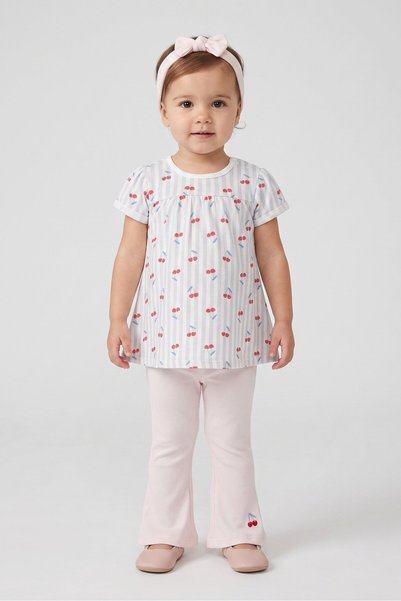 RENE ROFE Toddlers Girl 3 Pcs Graphic Print Dress And Leggings With Headband ...